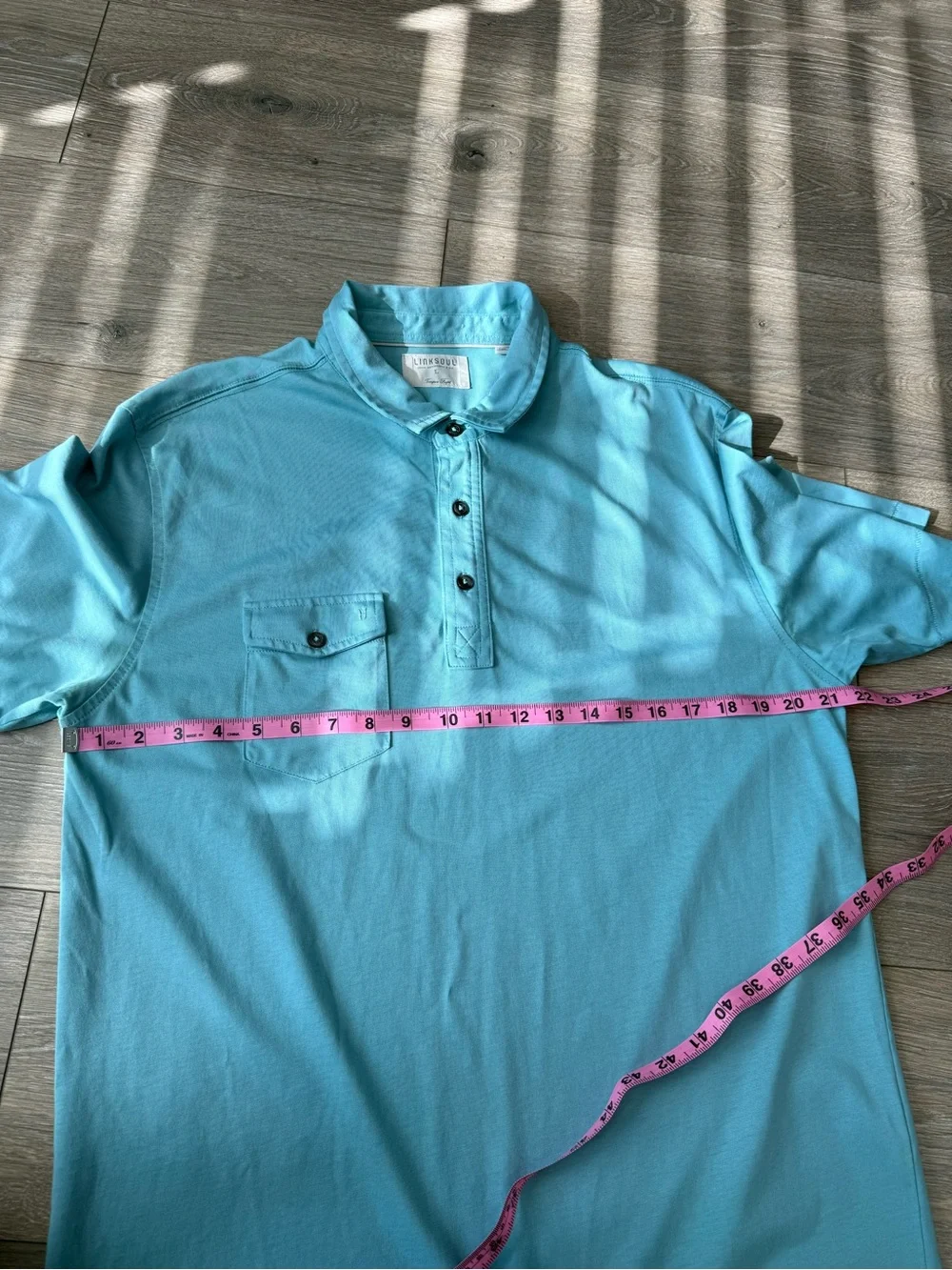 Linksoul Tempus Fugit Pocket Polo Golf Shirt Seafoam Blue